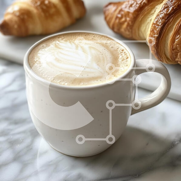 Σετ των 2 Intra Συλλεκτικό Ξύλινο Παζλ Plywood  4mm - Latte Art με κρουασάν Σε Ξύλινο Κουτί - Διαστάσεις: 10x10 cm – 25 κομμάτια