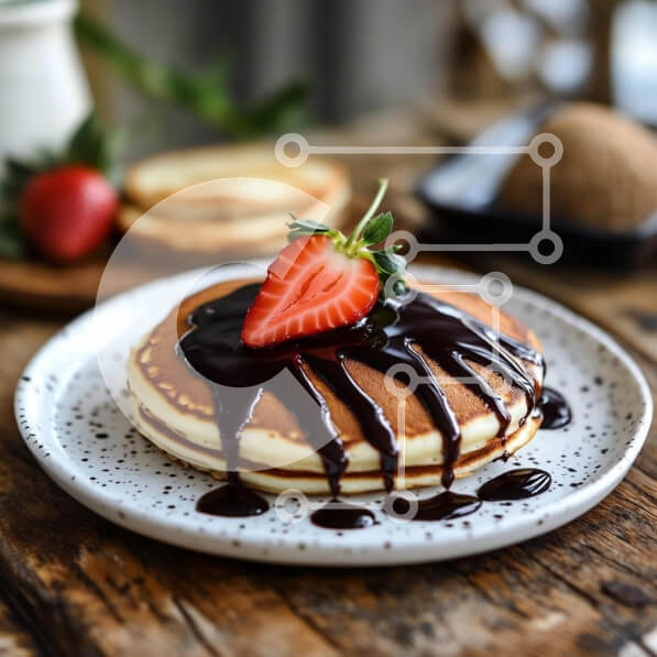 Σετ των 2 Intra Συλλεκτικό Ξύλινο Παζλ Plywood  4mm - Λαχταριστές τηγανίτες με σάλτσα σοκολάτας και φράουλα Σε Ξύλινο Κουτί - Διαστάσεις: 10x10 cm – 25 κομμάτια