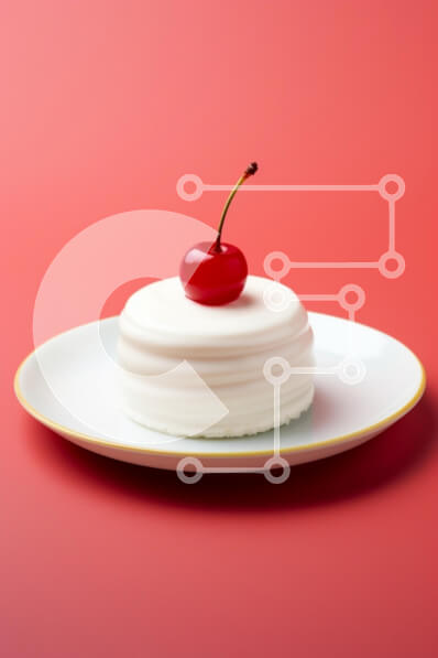 Σετ των 2 Intra Συλλεκτικό Ξύλινο Παζλ Plywood  4mm - Νόστιμο στρογγυλό κέικ με κεράσι σε ένα πιάτο Σε Ξύλινο Κουτί - Διαστάσεις: 10x10 cm – 25 κομμάτια