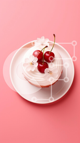 Intra Συλλεκτικό Ξύλινο Παζλ Plywood  4mm - Cupcake με κεράσια και λουλούδια σε ροζ φόντο Σε Ξύλινο Κουτί - Διαστάσεις: 10x10 cm – 25 κομμάτια