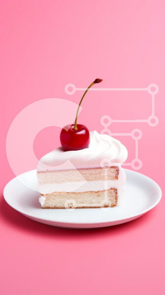 Intra Συλλεκτικό Ξύλινο Παζλ Plywood  4mm - Φέτα κέικ με κεράσι σε ροζ φόντο Σε Ξύλινο Κουτί - Διαστάσεις: 10x10 cm – 25 κομμάτια