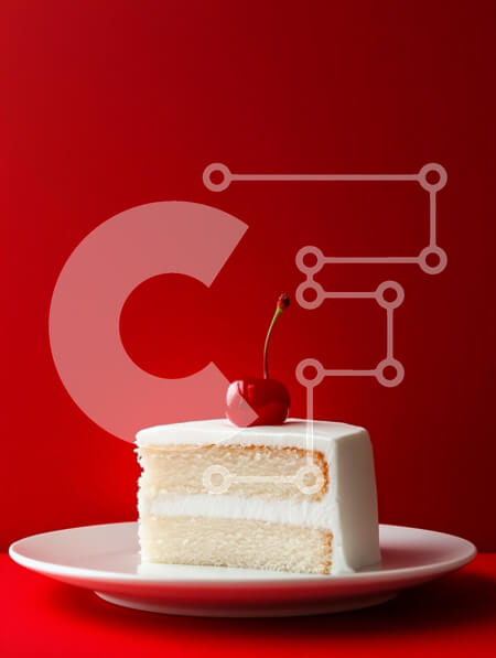 Σετ των 2 Intra Συλλεκτικό Ξύλινο Παζλ Plywood  4mm - Φέτα λευκό κέικ με κεράσι σε κόκκινο φόντο Σε Ξύλινο Κουτί - Διαστάσεις: 10x10 cm – 25 κομμάτια