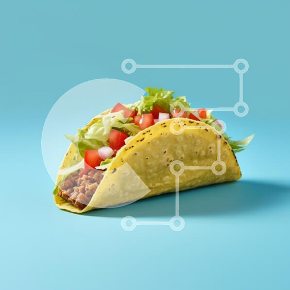 Σετ των 2 Intra Συλλεκτικό Ξύλινο Παζλ Plywood  4mm - Νόστιμο τάκο με φρέσκα υλικά σε μπλε φόντο Σε Ξύλινο Κουτί - Διαστάσεις: 10x10 cm – 25 κομμάτια