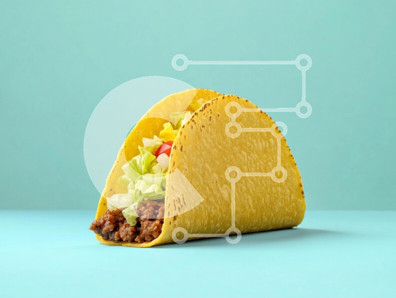 Σετ των 2 Intra Συλλεκτικό Ξύλινο Παζλ Plywood  4mm - Νόστιμο Taco σε φόντο Aqua Σε Ξύλινο Κουτί - Διαστάσεις: 10x10 cm – 25 κομμάτια