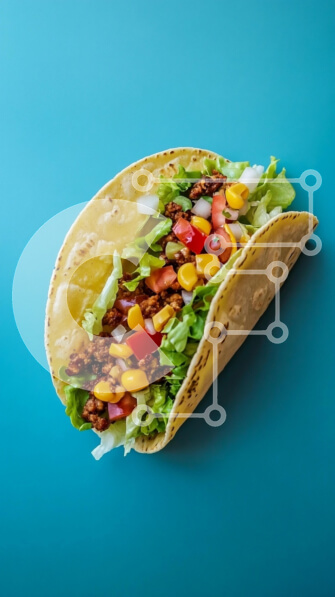 Intra Συλλεκτικό Ξύλινο Παζλ Plywood  4mm - Πολύχρωμο Taco σε μπλε φόντο Σε Ξύλινο Κουτί - Διαστάσεις: 10x10 cm – 25 κομμάτια