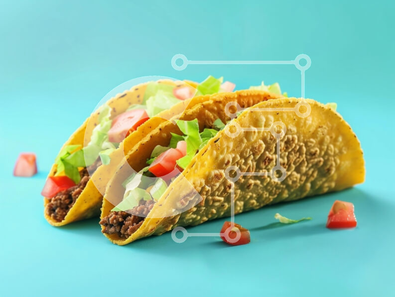 Σετ των 2 Intra Συλλεκτικό Ξύλινο Παζλ Plywood  4mm - Νόστιμα Tacos σε τιρκουάζ φόντο Σε Ξύλινο Κουτί - Διαστάσεις: 10x10 cm – 25 κομμάτια