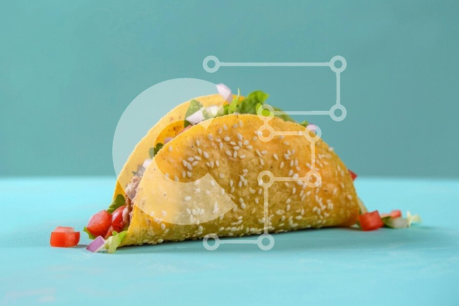 Σετ των 2 Intra Συλλεκτικό Ξύλινο Παζλ Plywood  4mm - Φρέσκα Tacos σε τιρκουάζ φόντο Σε Ξύλινο Κουτί - Διαστάσεις: 10x10 cm – 25 κομμάτια