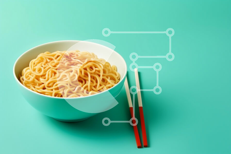 Σετ των 2 Intra Συλλεκτικό Ξύλινο Παζλ Plywood  4mm - Μπολ με νουντλς με ξυλάκια σε τιρκουάζ φόντο Σε Ξύλινο Κουτί - Διαστάσεις: 10x10 cm – 25 κομμάτια