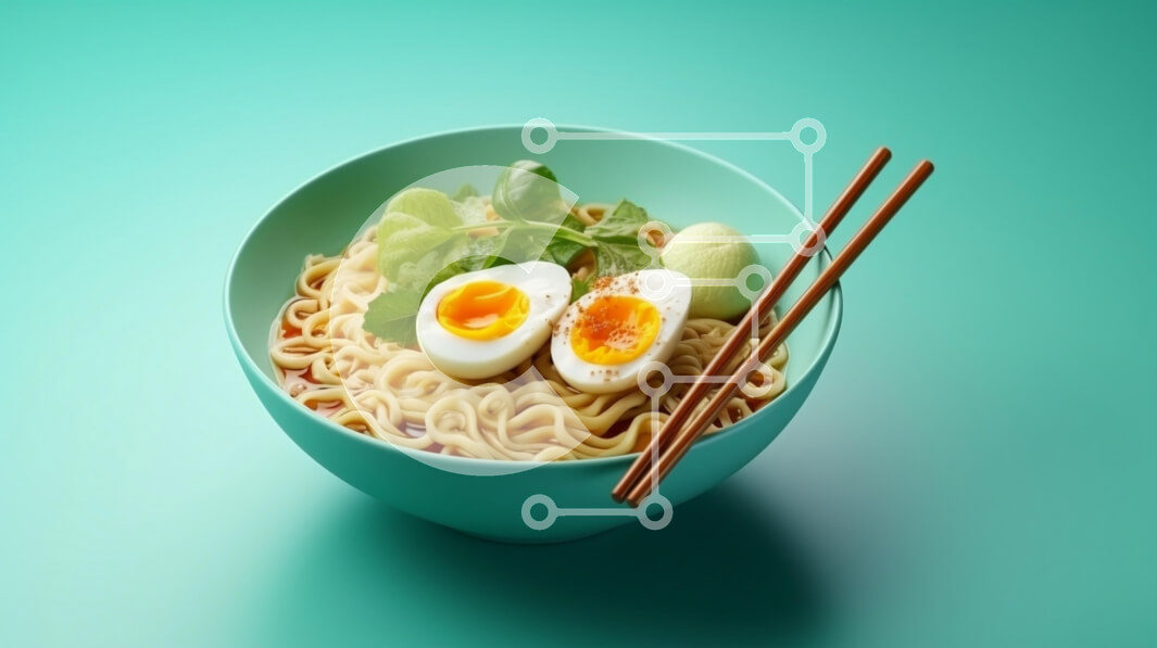 Σετ των 2 Intra Συλλεκτικό Ξύλινο Παζλ Plywood  4mm - Μπολ Νουντλς με αυγό και πράσινα Σε Ξύλινο Κουτί - Διαστάσεις: 10x10 cm – 25 κομμάτια