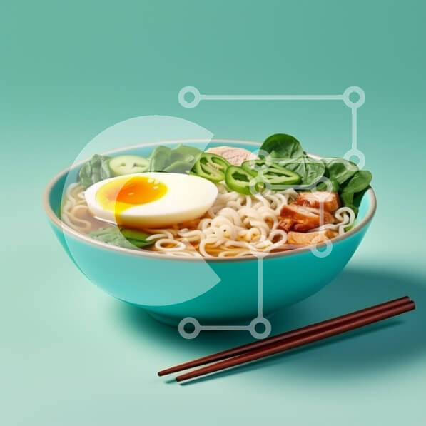 Σετ των 2 Intra Συλλεκτικό Ξύλινο Παζλ Plywood  4mm - Νόστιμο μπολ Ramen με αυγό και λαχανικά Σε Ξύλινο Κουτί - Διαστάσεις: 10x10 cm – 25 κομμάτια