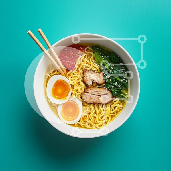 Σετ των 2 Intra Συλλεκτικό Ξύλινο Παζλ Plywood  4mm - Νόστιμο μπολ Ramen με κοτόπουλο και αυγά Σε Ξύλινο Κουτί - Διαστάσεις: 10x10 cm – 25 κομμάτια