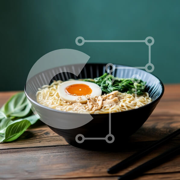 Σετ των 2 Intra Συλλεκτικό Ξύλινο Παζλ Plywood  4mm - Μπολ Ramen με μαλακό αυγό και χόρτα Σε Ξύλινο Κουτί - Διαστάσεις: 10x10 cm – 25 κομμάτια