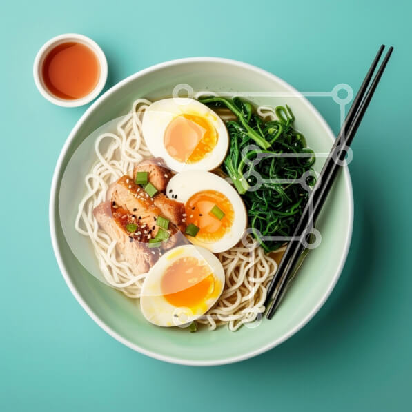 Σετ των 2 Intra Συλλεκτικό Ξύλινο Παζλ Plywood  4mm - Νόστιμο μπολ Ramen με κοτόπουλο και αυγά Σε Ξύλινο Κουτί - Διαστάσεις: 10x10 cm – 25 κομμάτια