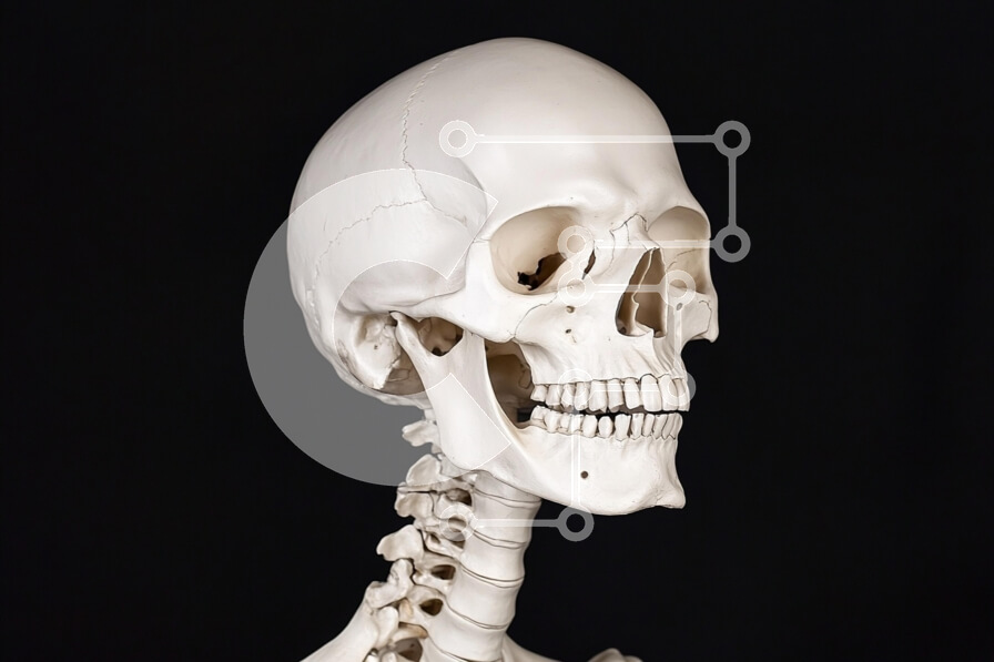 Intra Συλλεκτικό Ξύλινο Παζλ Plywood  4mm - Μοντέλο ανθρώπινου κρανίου σε μαύρο φόντο Σε Ξύλινο Κουτί - Διαστάσεις Puzzle: 10x10 cm – 25 κομμάτια