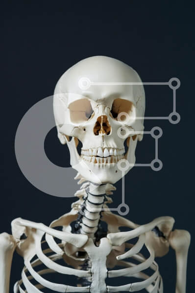 Intra Συλλεκτικό Ξύλινο Παζλ Plywood  4mm - Μοντέλο ανθρώπινου σκελετού σε σκοτεινό φόντο Σε Ξύλινο Κουτί - Διαστάσεις Puzzle: 10x10 cm – 25 κομμάτια