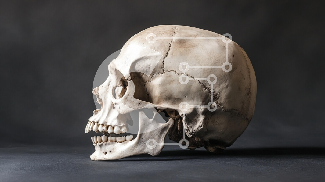 Intra Συλλεκτικό Ξύλινο Παζλ Plywood  4mm - Ανθρώπινο κρανίο στο προφίλ Σε Ξύλινο Κουτί - Διαστάσεις Puzzle: 10x10 cm – 25 κομμάτια