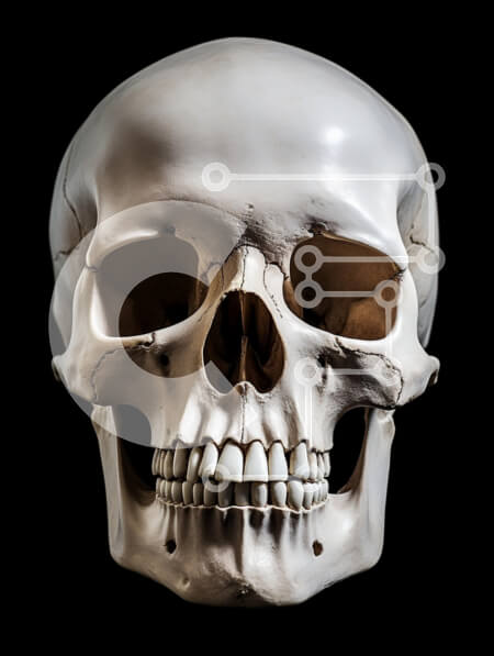 Intra Συλλεκτικό Ξύλινο Παζλ Plywood  4mm - Λεπτομερές ανθρώπινο κρανίο σε μαύρο φόντο Σε Ξύλινο Κουτί - Διαστάσεις Puzzle: 10x10 cm – 25 κομμάτια