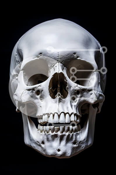 Intra Συλλεκτικό Ξύλινο Παζλ Plywood  4mm - Ανατομία ανθρώπινου κρανίου σε μαύρο φόντο Σε Ξύλινο Κουτί - Διαστάσεις Puzzle: 10x10 cm – 25 κομμάτια