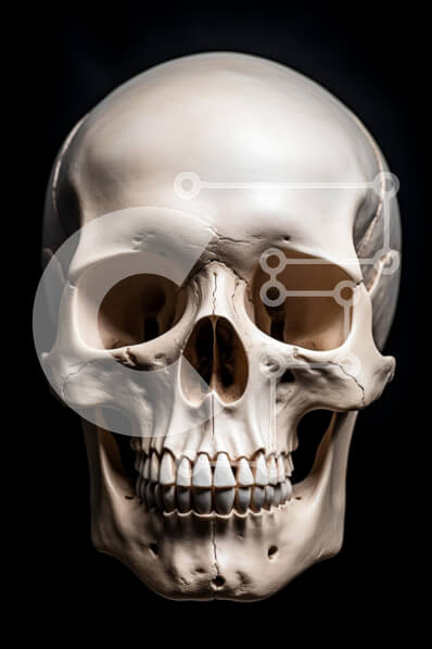 Intra Συλλεκτικό Ξύλινο Παζλ Plywood  4mm - Κοντινό πλάνο ανθρώπινου κρανίου Σε Ξύλινο Κουτί - Διαστάσεις Puzzle: 10x10 cm – 25 κομμάτια