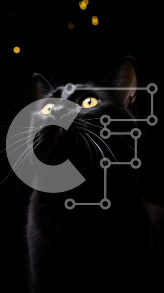 Σετ των 2 Intra Συλλεκτικό Ξύλινο Παζλ Plywood  4mm - Μαύρη γάτα με κίτρινα μάτια σε σκούρο φόντο Σε Ξύλινο Κουτί - Διαστάσεις: 10x10 cm – 25 κομμάτια