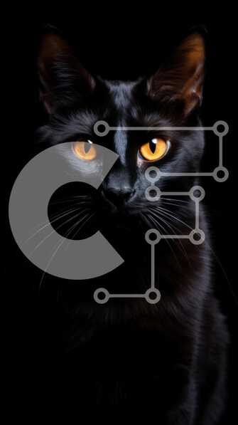 Σετ των 2 Intra Συλλεκτικό Ξύλινο Παζλ Plywood  4mm - Κοντινό πλάνο μιας μαύρης γάτας με κεχριμπαρένια μάτια Σε Ξύλινο Κουτί - Διαστάσεις: 10x10 cm – 25 κομμάτια