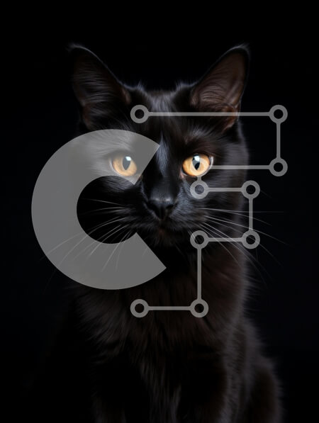 Σετ των 2 Intra Συλλεκτικό Ξύλινο Παζλ Plywood  4mm - Πορτρέτο μιας μαύρης γάτας με τα κίτρινα μάτια Σε Ξύλινο Κουτί - Διαστάσεις: 10x10 cm – 25 κομμάτια