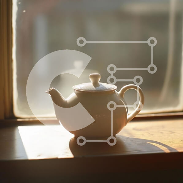 Intra Συλλεκτικό Ξύλινο Παζλ Plywood  4mm - Λευκή τσαγιέρα στο Windowsill με το φως του ήλιου Σε Ξύλινο Κουτί - Διαστάσεις: 10x10 cm – 25 κομμάτια