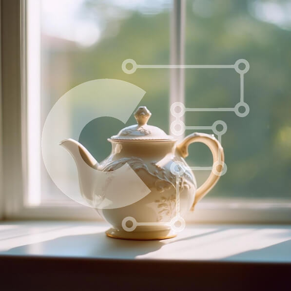 Intra Συλλεκτικό Ξύλινο Παζλ Plywood  4mm - Κομψή πορσελάνινη τσαγιέρα στο Windowsill Σε Ξύλινο Κουτί - Διαστάσεις: 10x10 cm – 25 κομμάτια