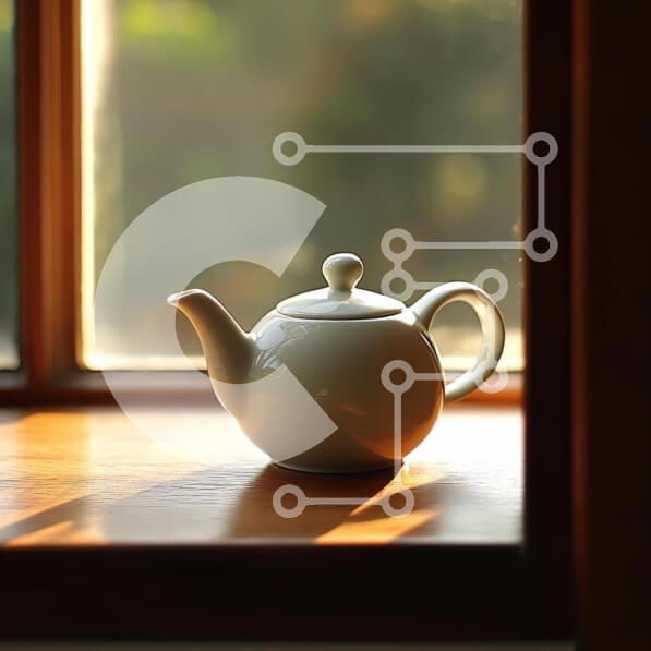 Intra Συλλεκτικό Ξύλινο Παζλ Plywood  4mm - Λευκή τσαγιέρα σε ξύλινο περβάζι Σε Ξύλινο Κουτί - Διαστάσεις: 10x10 cm – 25 κομμάτια