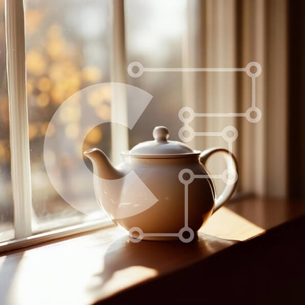 Intra Συλλεκτικό Ξύλινο Παζλ Plywood  4mm - Λευκή τσαγιέρα σε ένα περβάζι Σε Ξύλινο Κουτί - Διαστάσεις: 10x10 cm – 25 κομμάτια