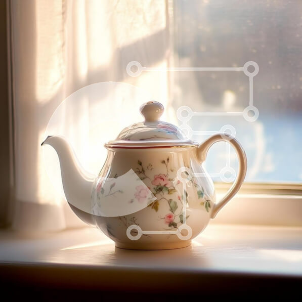 Intra Συλλεκτικό Ξύλινο Παζλ Plywood  4mm - Λεπτή πορσελάνινη τσαγιέρα σε ένα περβάζι Σε Ξύλινο Κουτί - Διαστάσεις: 10x10 cm – 25 κομμάτια