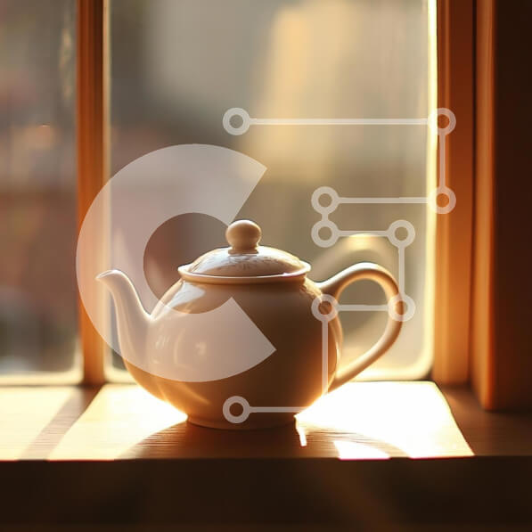 Intra Συλλεκτικό Ξύλινο Παζλ Plywood  4mm - Λευκή τσαγιέρα στο Windowsill Σε Ξύλινο Κουτί - Διαστάσεις: 10x10 cm – 25 κομμάτια