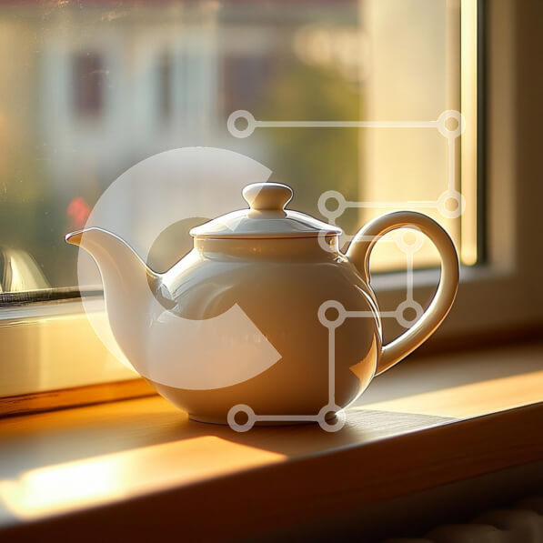 Intra Συλλεκτικό Ξύλινο Παζλ Plywood  4mm - Κομψή λευκή τσαγιέρα στο φως του ήλιου Σε Ξύλινο Κουτί - Διαστάσεις: 10x10 cm – 25 κομμάτια