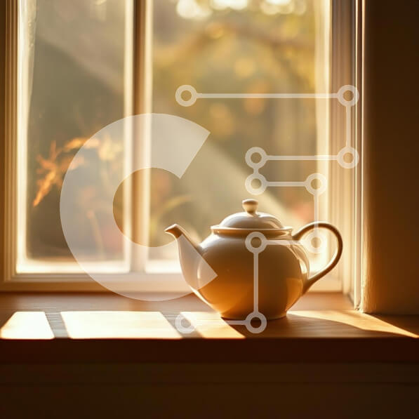 Intra Συλλεκτικό Ξύλινο Παζλ Plywood  4mm - Λευκή τσαγιέρα σε ένα περβάζι Σε Ξύλινο Κουτί - Διαστάσεις Puzzle: 10x10 cm – 25 κομμάτια