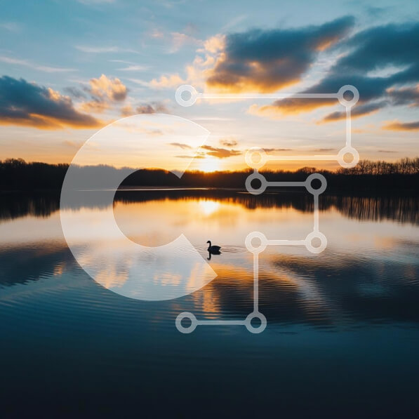 Intra Συλλεκτικό Ξύλινο Παζλ Plywood  4mm - Ήρεμο ηλιοβασίλεμα στη λίμνη με την πάπια Σε Ξύλινο Κουτί - Διαστάσεις: 10x10 cm – 25 κομμάτια