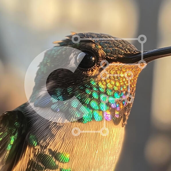 Intra Συλλεκτικό Ξύλινο Παζλ Plywood  4mm - Κοντινό πλάνο ενός δονούμενου κολιμπρί Σε Ξύλινο Κουτί - Διαστάσεις: 10x10 cm – 25 κομμάτια