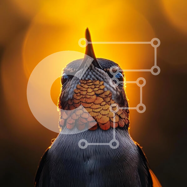 Intra Συλλεκτικό Ξύλινο Παζλ Plywood  4mm - Κοντινό πλάνο ενός πουλιού σε χρυσό φόντο Σε Ξύλινο Κουτί - Διαστάσεις: 10x10 cm – 25 κομμάτια