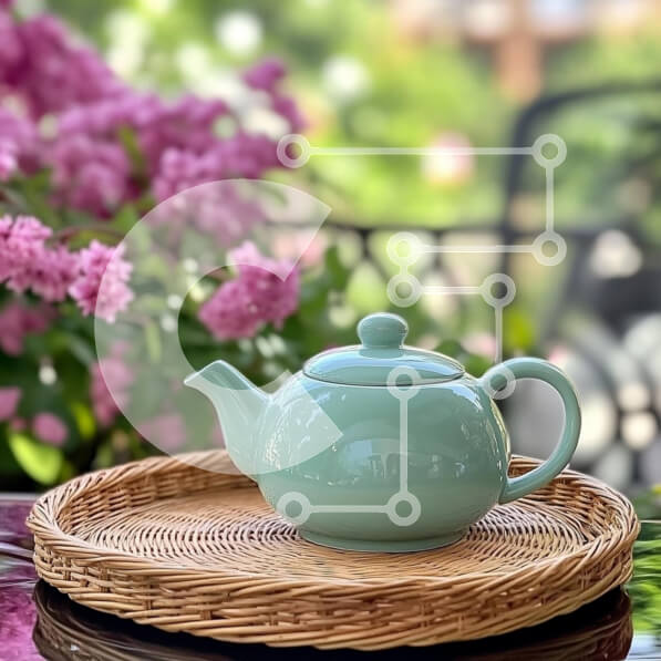 Intra Συλλεκτικό Ξύλινο Παζλ Plywood  4mm - Παστέλ πράσινη τσαγιέρα με ροζ λουλούδια Σε Ξύλινο Κουτί - Διαστάσεις: 10x10 cm – 25 κομμάτια