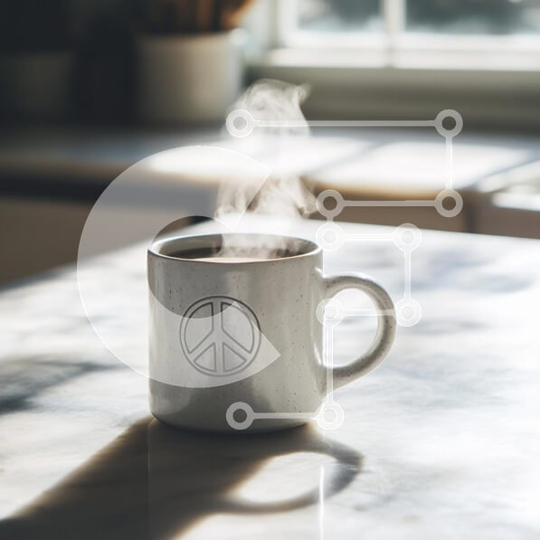 Σετ των 2 Intra Συλλεκτικό Ξύλινο Παζλ Plywood  4mm - Φλιτζάνι καφέ στον ατμό σε μαρμάρινο τραπέζι Σε Ξύλινο Κουτί - Διαστάσεις: 10x10 cm – 25 κομμάτια