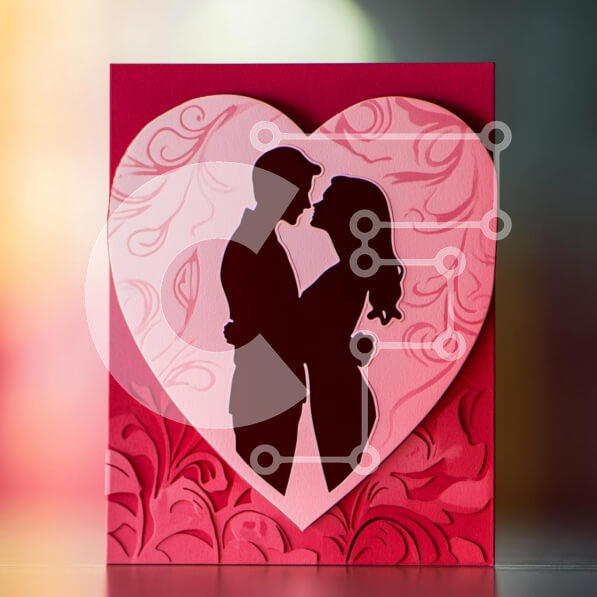 Intra Συλλεκτικό Ξύλινο Παζλ Plywood  4mm - Κάρτα για την ημέρα του Αγίου Βαλεντίνου με τη σιλουέτα του ζευγαριού Σε Ξύλινο Κουτί - Διαστάσεις: 10x10 cm – 25 κομμάτια