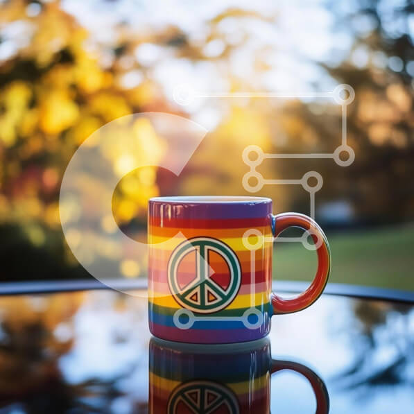 Intra Συλλεκτικό Ξύλινο Παζλ Plywood  4mm - Πολύχρωμη κούπα ειρήνης με φθινοπωρινό φόντο Σε Ξύλινο Κουτί - Διαστάσεις: 10x10 cm – 25 κομμάτια