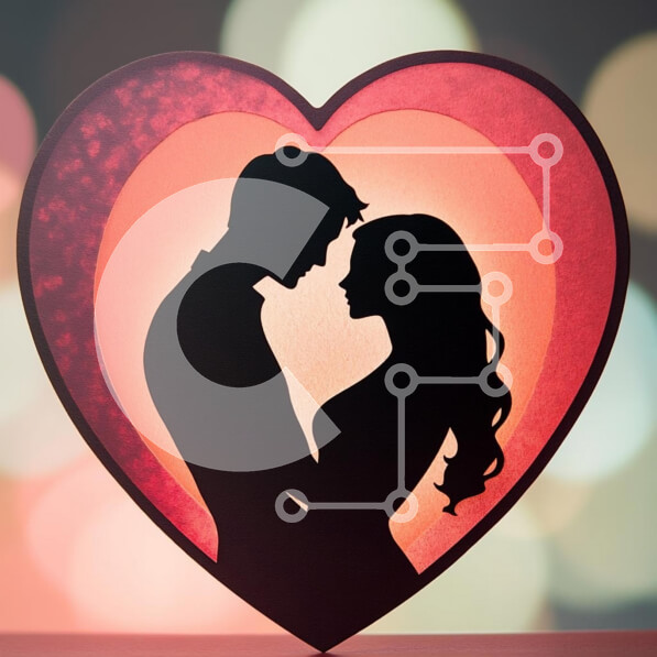 Intra Συλλεκτικό Ξύλινο Παζλ Plywood  4mm - Ρομαντική σιλουέτα ζευγαριού σε σχήμα καρδιάς Σε Ξύλινο Κουτί - Διαστάσεις Puzzle: 10x10 cm – 25 κομμάτια