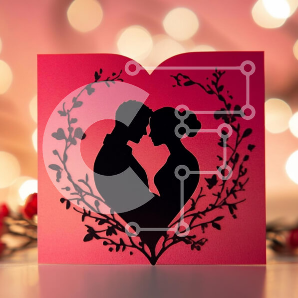 Intra Συλλεκτικό Ξύλινο Παζλ Plywood  4mm - Ρομαντική ευχετήρια κάρτα σε σχήμα καρδιάς Σε Ξύλινο Κουτί - Διαστάσεις Puzzle: 10x10 cm – 25 κομμάτια