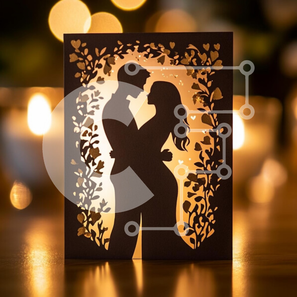 Intra Συλλεκτικό Ξύλινο Παζλ Plywood  4mm - Ρομαντική χαρτοκομμένη κάρτα με ζευγάρι αγκαλιά Σε Ξύλινο Κουτί - Διαστάσεις Puzzle: 10x10 cm – 25 κομμάτια