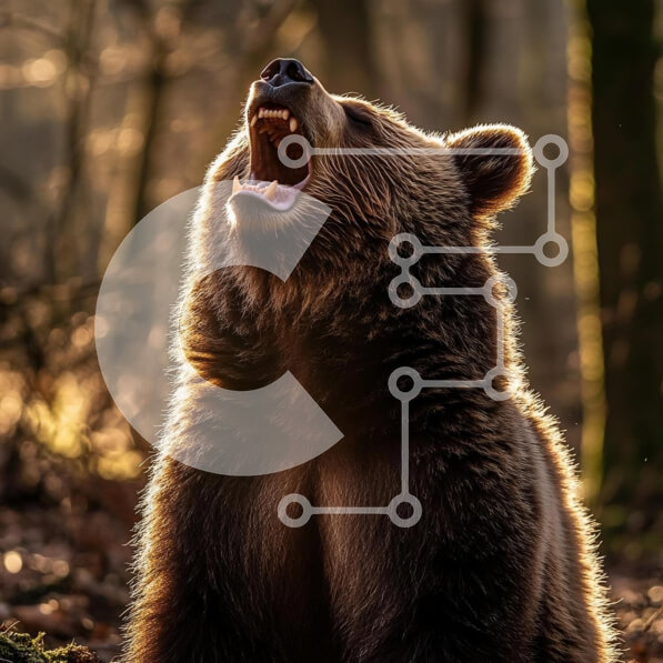 Intra Συλλεκτικό Ξύλινο Παζλ Plywood  4mm - Καφέ αρκούδα που βρυχάται στη φύση Σε Ξύλινο Κουτί - Διαστάσεις: 10x10 cm – 25 κομμάτια