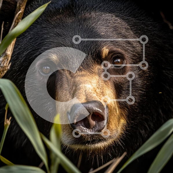 Intra Συλλεκτικό Ξύλινο Παζλ Plywood  4mm - Κοντινό πλάνο μιας αρκούδας στο φύλλωμα Σε Ξύλινο Κουτί - Διαστάσεις: 10x10 cm – 25 κομμάτια