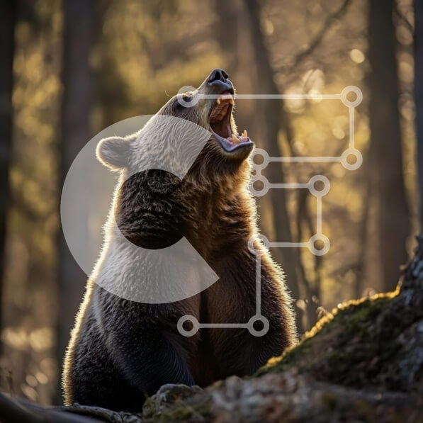 Intra Συλλεκτικό Ξύλινο Παζλ Plywood  4mm - Βρυχηθμένη αρκούδα στο δάσος Σε Ξύλινο Κουτί - Διαστάσεις: 10x10 cm – 25 κομμάτια