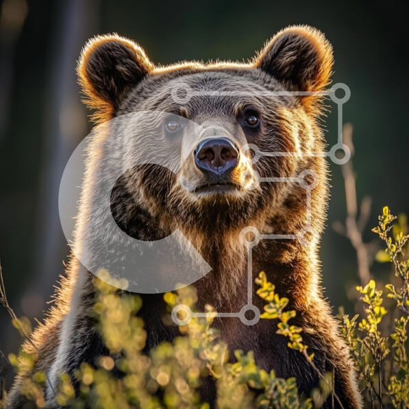 Intra Συλλεκτικό Ξύλινο Παζλ Plywood  4mm - Κοντινό πλάνο μιας αρκούδας στο φυσικό βιότοπο Σε Ξύλινο Κουτί - Διαστάσεις: 10x10 cm – 25 κομμάτια