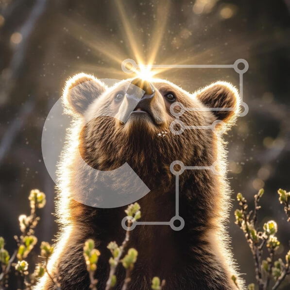 Intra Συλλεκτικό Ξύλινο Παζλ Plywood  4mm - Αρκούδα κάτω από το φως του ήλιου Σε Ξύλινο Κουτί - Διαστάσεις: 10x10 cm – 25 κομμάτια