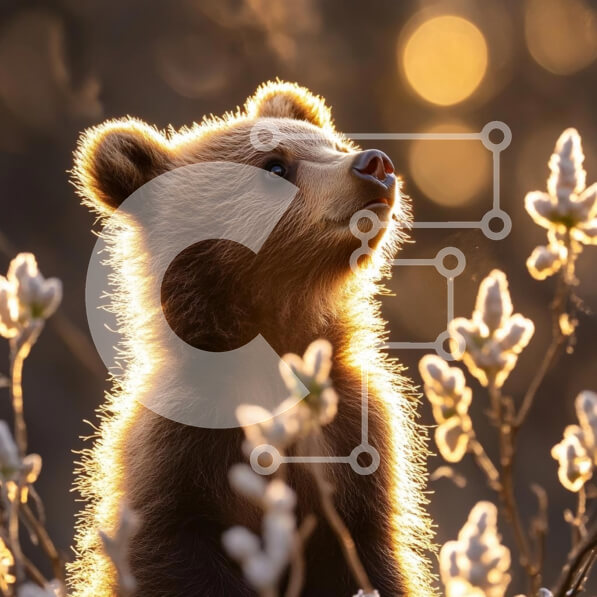 Intra Συλλεκτικό Ξύλινο Παζλ Plywood  4mm - Νεαρό αρκουδάκι που περιβάλλεται από λουλούδια Σε Ξύλινο Κουτί - Διαστάσεις: 10x10 cm – 25 κομμάτια